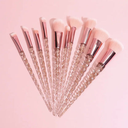 Nail Crystal Spiral Makeup Brush Set for Beginners